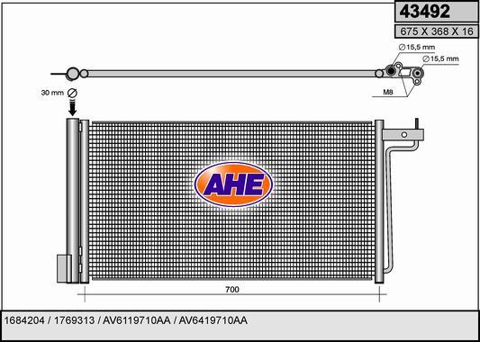 AHE 43492 - Конденсатор, кондиціонер autozip.com.ua