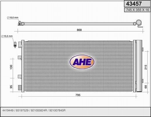 AHE 43457 - Конденсатор, кондиціонер autozip.com.ua