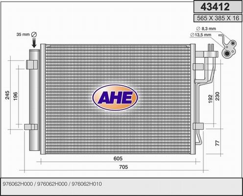 AHE 43412 - Конденсатор, кондиціонер autozip.com.ua