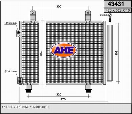 AHE 43431 - Конденсатор, кондиціонер autozip.com.ua