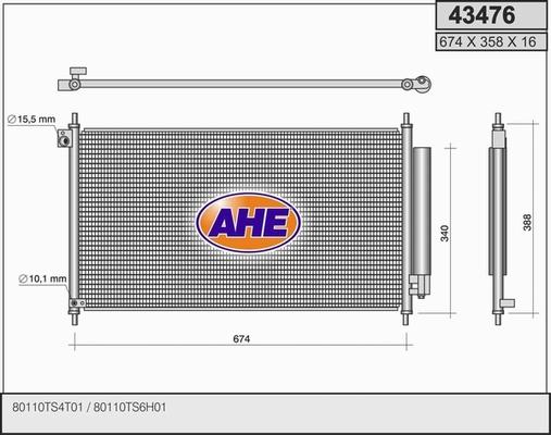 AHE 43476 - Конденсатор, кондиціонер autozip.com.ua