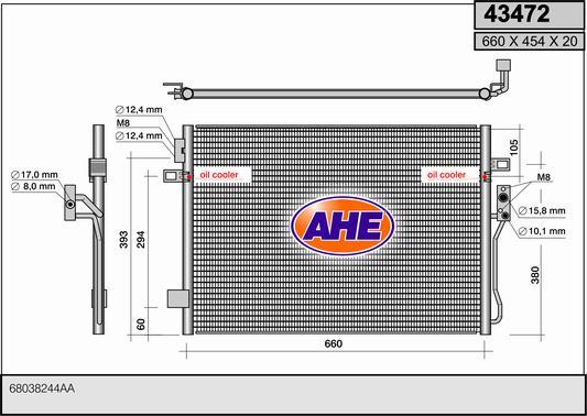 AHE 43472 - Конденсатор, кондиціонер autozip.com.ua
