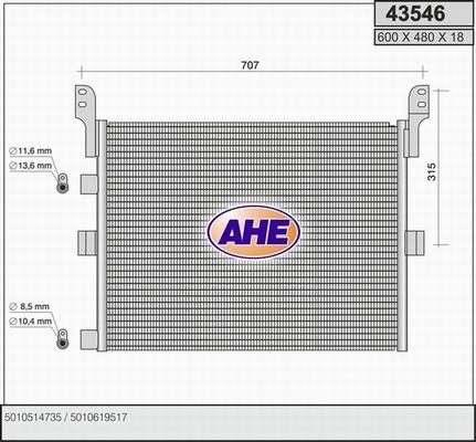 AHE 43546 - Конденсатор, кондиціонер autozip.com.ua