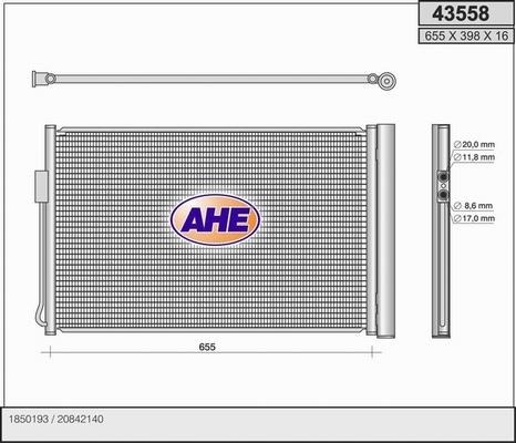 AHE 43558 - Конденсатор, кондиціонер autozip.com.ua
