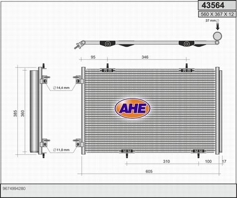 AHE 43564 - Конденсатор, кондиціонер autozip.com.ua