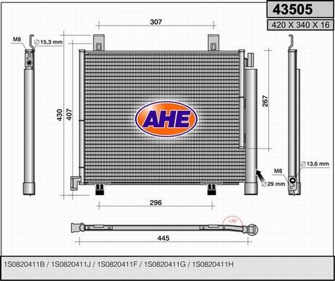 AHE 43505 - Конденсатор, кондиціонер autozip.com.ua