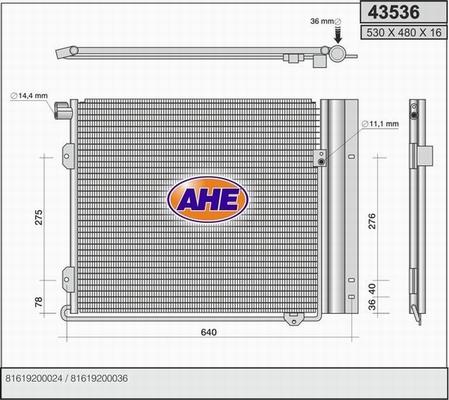 AHE 43536 - Конденсатор, кондиціонер autozip.com.ua