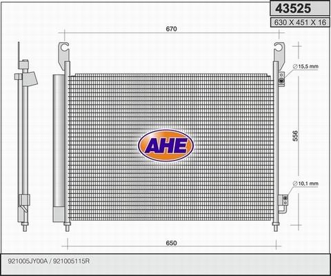 AHE 43525 - Конденсатор, кондиціонер autozip.com.ua