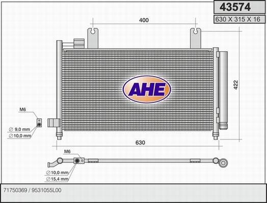 AHE 43574 - Конденсатор, кондиціонер autozip.com.ua