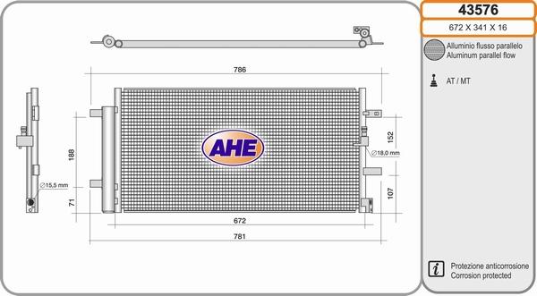 AHE 43576 - Конденсатор, кондиціонер autozip.com.ua