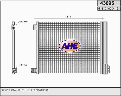 AHE 43695 - Конденсатор, кондиціонер autozip.com.ua