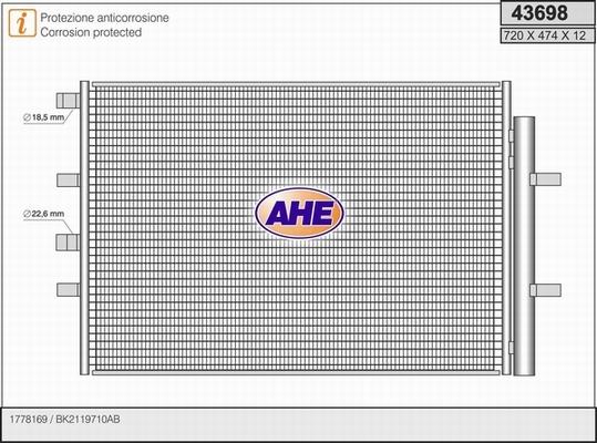 AHE 43698 - Конденсатор, кондиціонер autozip.com.ua