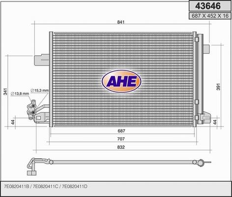 AHE 43646 - Конденсатор, кондиціонер autozip.com.ua