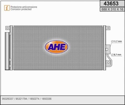 AHE 43653 - Конденсатор, кондиціонер autozip.com.ua