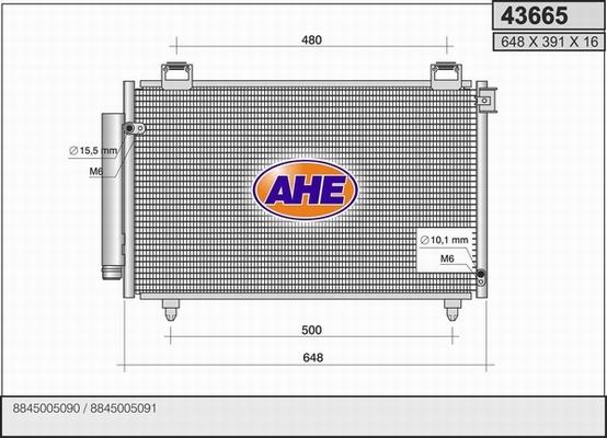 AHE 43665 - Конденсатор, кондиціонер autozip.com.ua