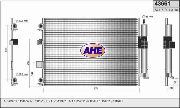 AHE 43661 - Конденсатор, кондиціонер autozip.com.ua