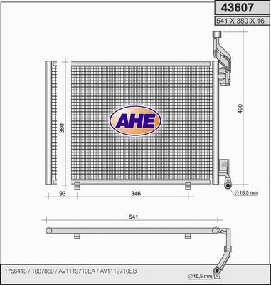 AHE 43607 - Конденсатор, кондиціонер autozip.com.ua