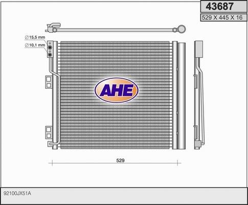 AHE 43687 - Конденсатор, кондиціонер autozip.com.ua
