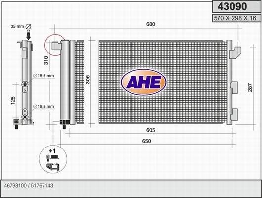AHE 43090 - Конденсатор, кондиціонер autozip.com.ua