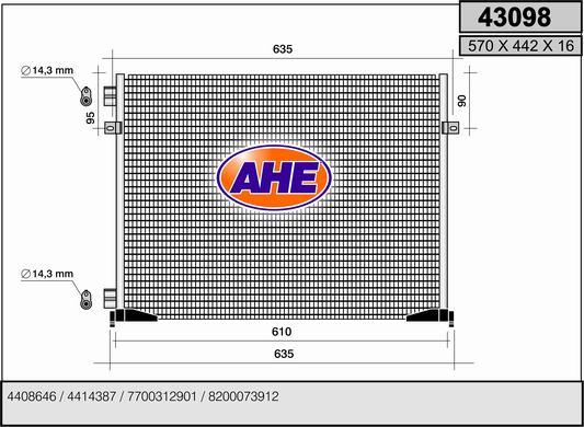 AHE 43098 - Конденсатор, кондиціонер autozip.com.ua