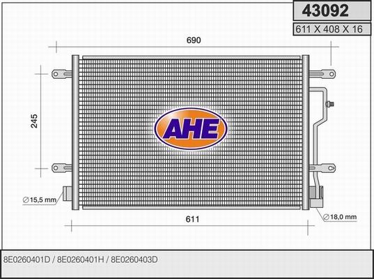 AHE 43092 - Конденсатор, кондиціонер autozip.com.ua