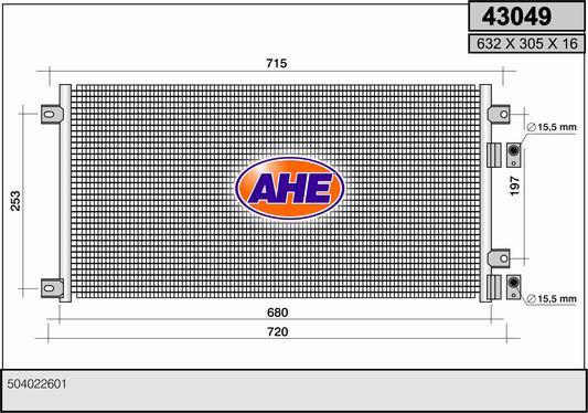 AHE 43049 - Конденсатор, кондиціонер autozip.com.ua