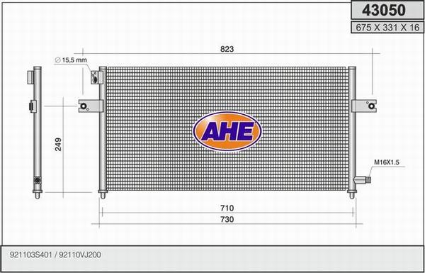 AHE 43050 - Конденсатор, кондиціонер autozip.com.ua