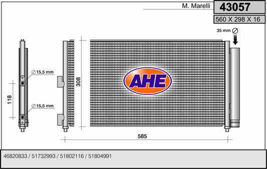 AHE 43057 - Конденсатор, кондиціонер autozip.com.ua