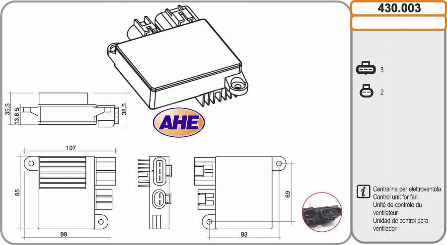 AHE 430.003 - Блок управління, ел. вентилятор (охолодження двигуна) autozip.com.ua