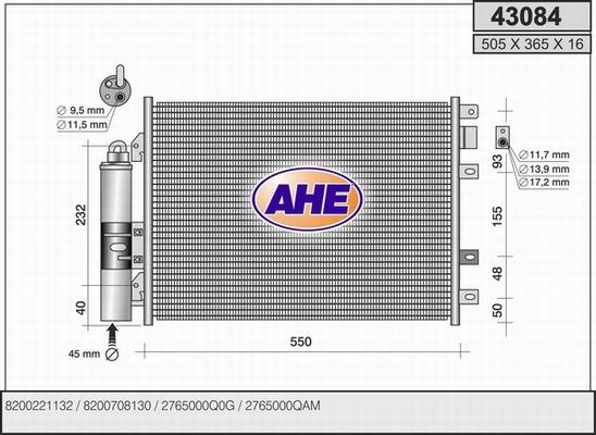 AHE 43084 - Конденсатор, кондиціонер autozip.com.ua