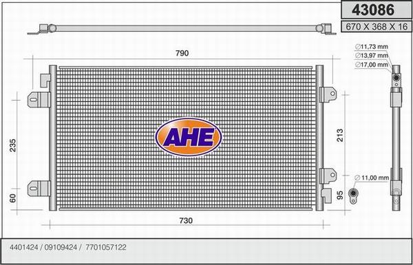 AHE 43086 - Конденсатор, кондиціонер autozip.com.ua