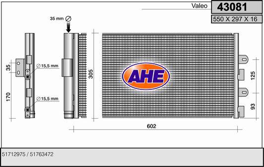 AHE 43081 - Конденсатор, кондиціонер autozip.com.ua