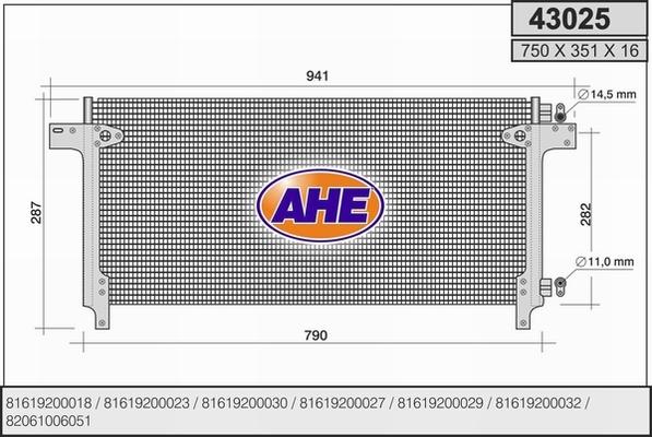 AHE 43025 - Конденсатор, кондиціонер autozip.com.ua