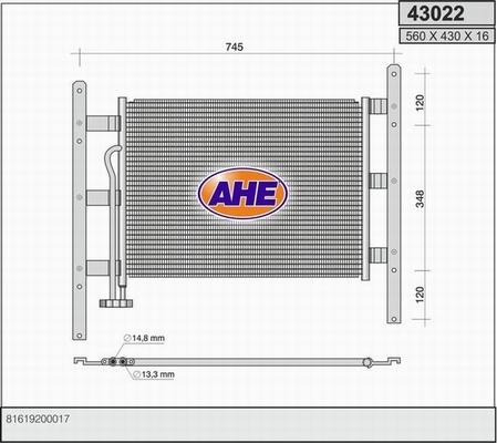AHE 43022 - Конденсатор, кондиціонер autozip.com.ua