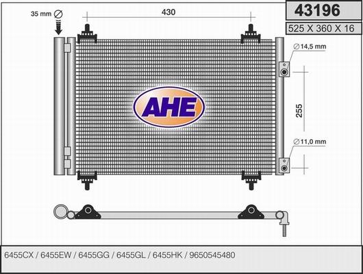 AHE 43196 - Конденсатор, кондиціонер autozip.com.ua