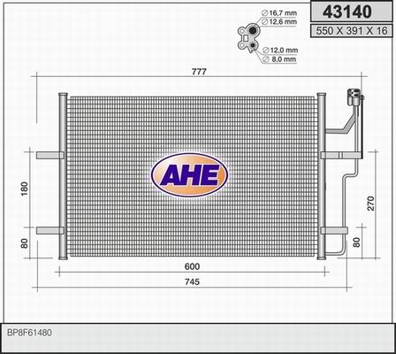 AHE 43140 - Конденсатор, кондиціонер autozip.com.ua