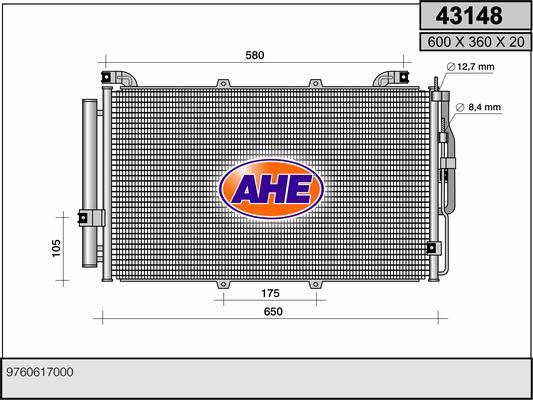 AHE 43148 - Конденсатор, кондиціонер autozip.com.ua