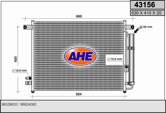 AHE 43156 - Конденсатор, кондиціонер autozip.com.ua