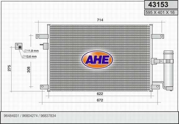 AHE 43153 - Конденсатор, кондиціонер autozip.com.ua