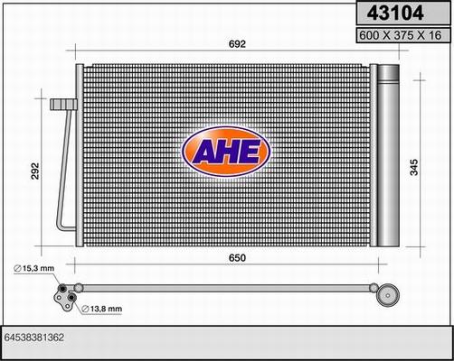 AHE 43104 - Конденсатор, кондиціонер autozip.com.ua