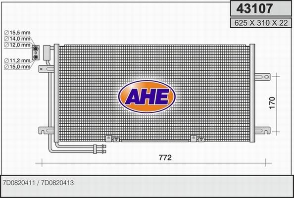 AHE 43107 - Конденсатор, кондиціонер autozip.com.ua