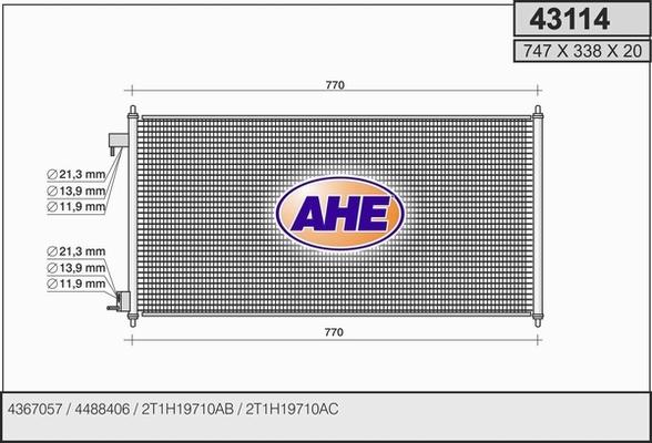 AHE 43114 - Конденсатор, кондиціонер autozip.com.ua