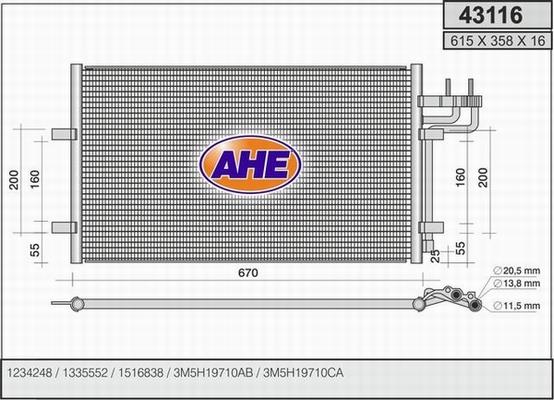 AHE 43116 - Конденсатор, кондиціонер autozip.com.ua