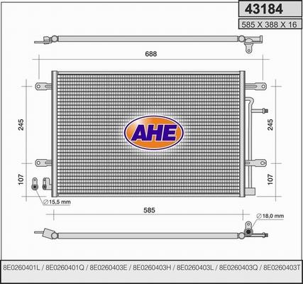 AHE 43184 - Конденсатор, кондиціонер autozip.com.ua