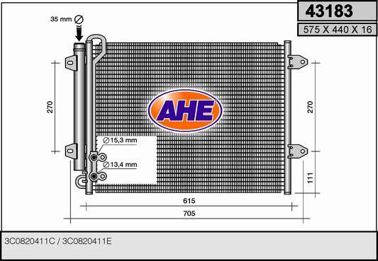 AHE 43183 - Конденсатор, кондиціонер autozip.com.ua