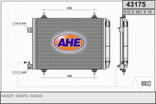 AHE 43175 - Конденсатор, кондиціонер autozip.com.ua