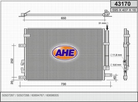 AHE 43170 - Конденсатор, кондиціонер autozip.com.ua