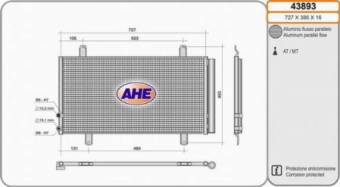 AHE 43893 - Конденсатор, кондиціонер autozip.com.ua