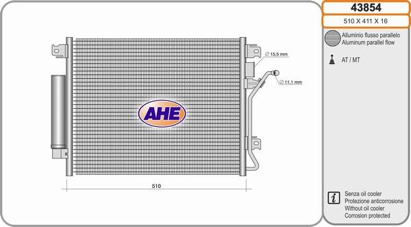 AHE 43854 - Конденсатор, кондиціонер autozip.com.ua
