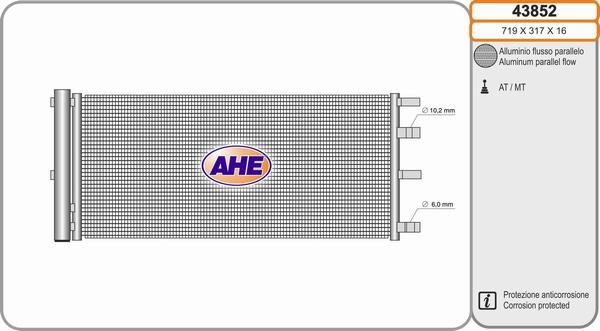 AHE 43852 - Конденсатор, кондиціонер autozip.com.ua